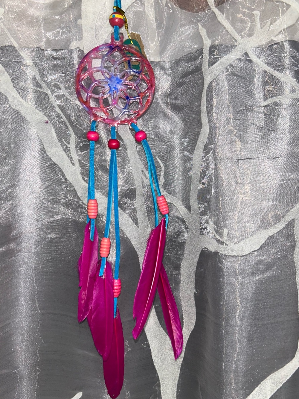 Handcrafted Pink & Turquoise Dreamcatcher Wall Hanging
